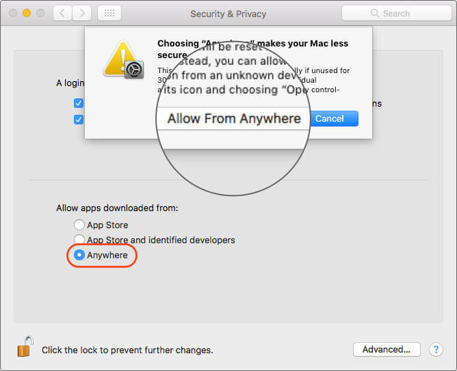 Mac allow apps download from
